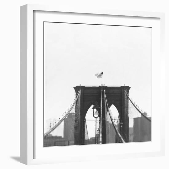 Brooklyn Bridge bw-Tracey Telik-Framed Art Print