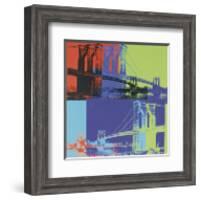 Brooklyn Bridge, c.1983 (Orange, Blue, Lime)-Andy Warhol-Framed Art Print