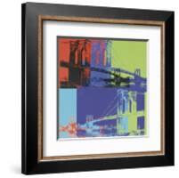 Brooklyn Bridge, c.1983 (Orange, Blue, Lime)-Andy Warhol-Framed Art Print