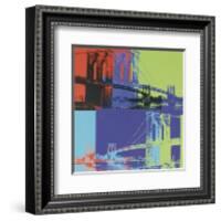Brooklyn Bridge, c.1983 (Orange, Blue, Lime)-Andy Warhol-Framed Art Print