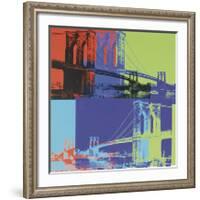 Brooklyn Bridge, c.1983 (Orange, Blue, Lime)-Andy Warhol-Framed Giclee Print