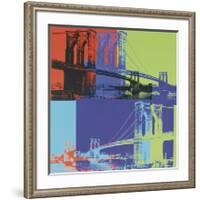 Brooklyn Bridge, c.1983 (Orange, Blue, Lime)-Andy Warhol-Framed Giclee Print