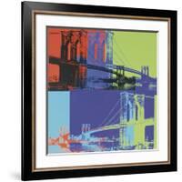 Brooklyn Bridge, c.1983 (Orange, Blue, Lime)-Andy Warhol-Framed Giclee Print