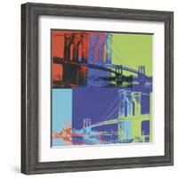 Brooklyn Bridge, c.1983 (orange, blue, lime)-Andy Warhol-Framed Art Print