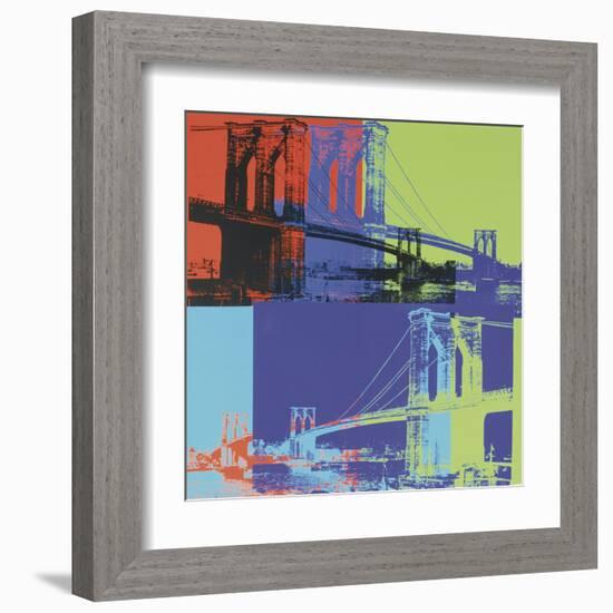 Brooklyn Bridge, c.1983 (orange, blue, lime)-Andy Warhol-Framed Art Print