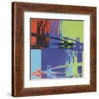 Brooklyn Bridge, c.1983 (orange, blue, lime)-Andy Warhol-Framed Art Print