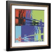 Brooklyn Bridge, c.1983 (orange, blue, lime)-Andy Warhol-Framed Art Print
