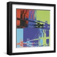 Brooklyn Bridge, c.1983 (orange, blue, lime)-Andy Warhol-Framed Art Print