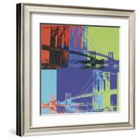 Brooklyn Bridge, c.1983 (orange, blue, lime)-Andy Warhol-Framed Art Print