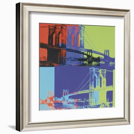 Brooklyn Bridge, c.1983 (orange, blue, lime)-Andy Warhol-Framed Art Print