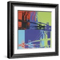 Brooklyn Bridge, c.1983 (orange, blue, lime)-Andy Warhol-Framed Art Print