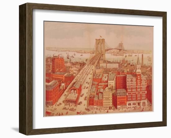 Brooklyn Bridge, circa 1883-R. Schwarz-Framed Giclee Print