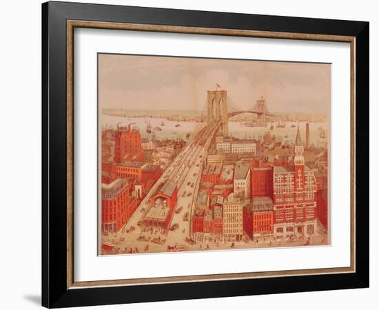 Brooklyn Bridge, circa 1883-R. Schwarz-Framed Giclee Print