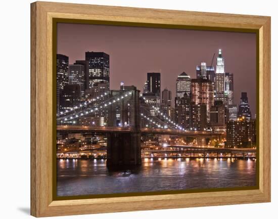 Brooklyn Bridge, East River with Lower Manhattan Skyline in Distance, Brooklyn, New York, Usa-Paul Souders-Framed Premier Image Canvas