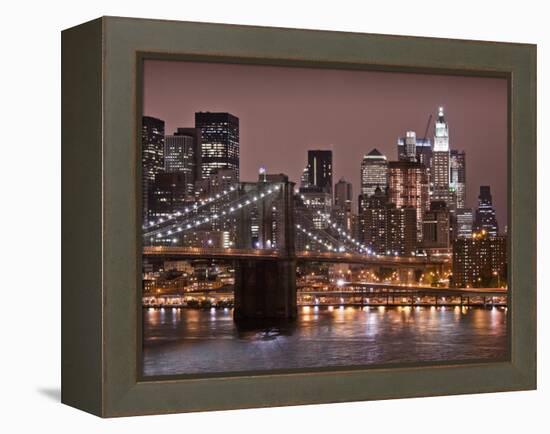 Brooklyn Bridge, East River with Lower Manhattan Skyline in Distance, Brooklyn, New York, Usa-Paul Souders-Framed Premier Image Canvas