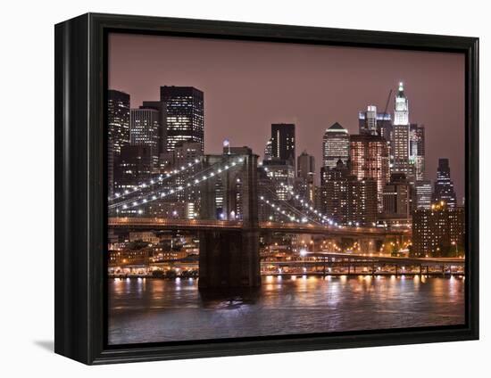 Brooklyn Bridge, East River with Lower Manhattan Skyline in Distance, Brooklyn, New York, Usa-Paul Souders-Framed Premier Image Canvas