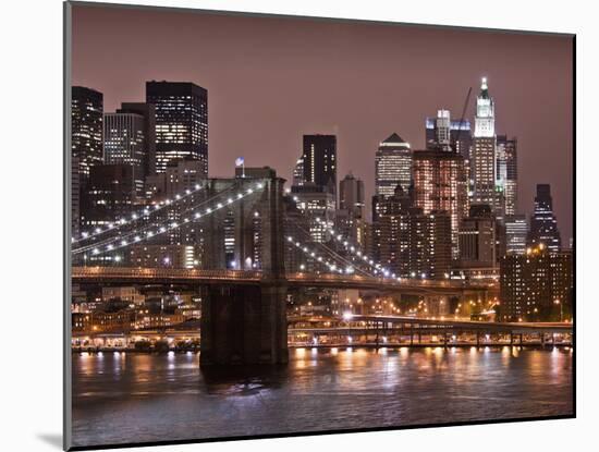 Brooklyn Bridge, East River with Lower Manhattan Skyline in Distance, Brooklyn, New York, Usa-Paul Souders-Mounted Photographic Print