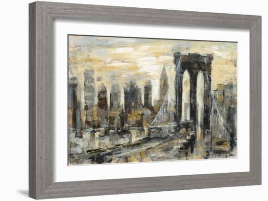 Brooklyn Bridge Gray and Gold-Silvia Vassileva-Framed Premium Giclee Print