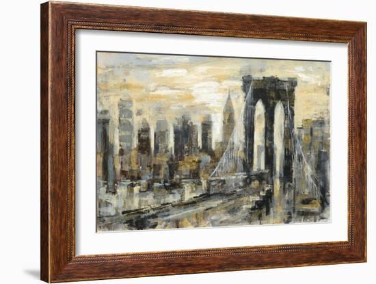 Brooklyn Bridge Gray and Gold-Silvia Vassileva-Framed Premium Giclee Print