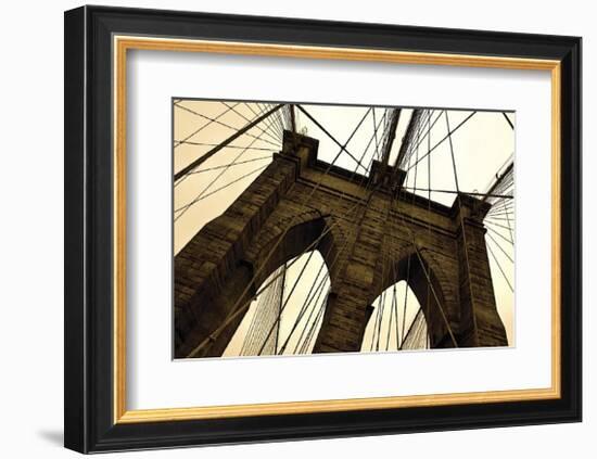 Brooklyn Bridge II (sepia)-Erin Clark-Framed Giclee Print