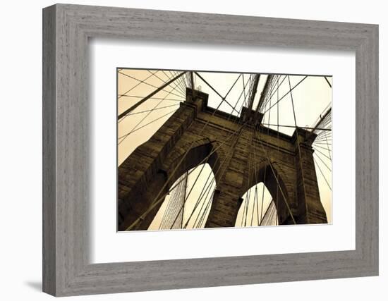Brooklyn Bridge II (sepia)-Erin Clark-Framed Art Print