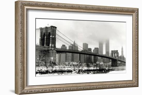 Brooklyn Bridge in Snow-Igor Maloratsky-Framed Art Print