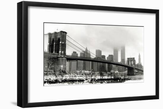 Brooklyn Bridge in Snow-Igor Maloratsky-Framed Art Print