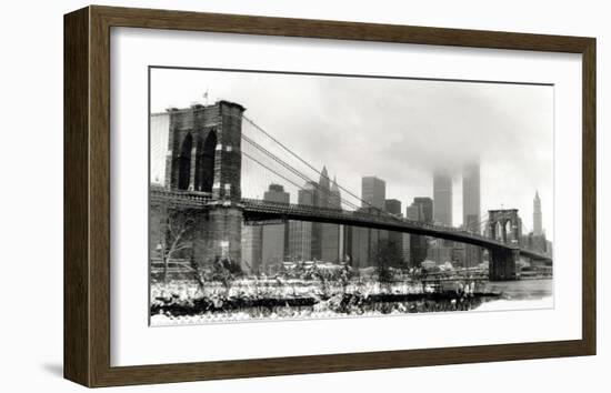 Brooklyn Bridge in Snow-Igor Maloratsky-Framed Art Print