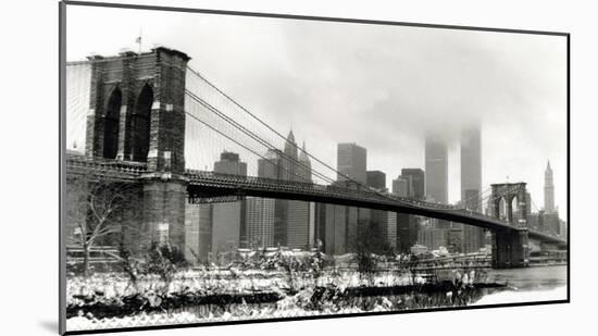 Brooklyn Bridge in Snow-Igor Maloratsky-Mounted Art Print