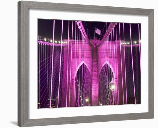 Brooklyn Bridge Lit Purple-Alan Schein-Framed Photographic Print