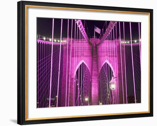 Brooklyn Bridge Lit Purple-Alan Schein-Framed Photographic Print