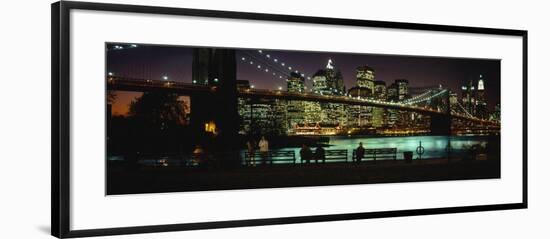 Brooklyn Bridge Lit Up at Dusk, East River, Manhattan, New York City, New York, USA-null-Framed Photographic Print