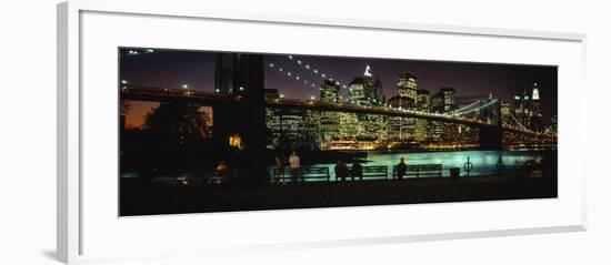 Brooklyn Bridge Lit Up at Dusk, East River, Manhattan, New York City, New York, USA-null-Framed Photographic Print