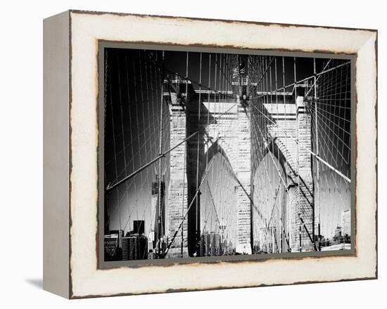 Brooklyn Bridge, Manhattan, New York, White Frame, Full Size Photography-Philippe Hugonnard-Framed Stretched Canvas