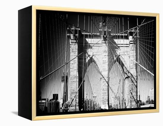 Brooklyn Bridge, Manhattan, New York, White Frame, Full Size Photography-Philippe Hugonnard-Framed Stretched Canvas