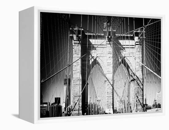 Brooklyn Bridge, Manhattan, New York, White Frame, Full Size Photography-Philippe Hugonnard-Framed Stretched Canvas