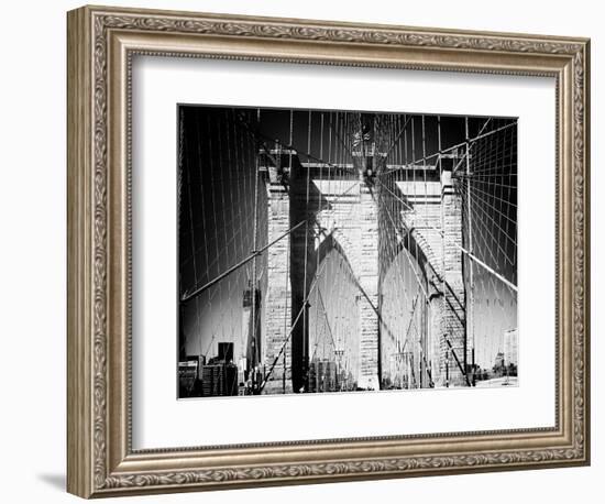 Brooklyn Bridge, Manhattan, New York, White Frame, Full Size Photography-Philippe Hugonnard-Framed Premium Giclee Print