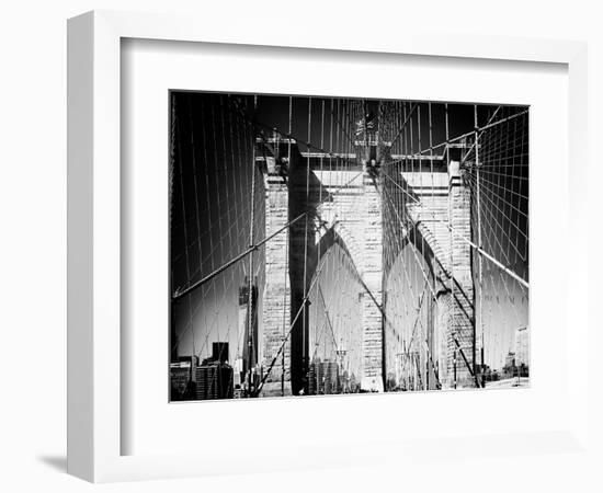 Brooklyn Bridge, Manhattan, New York, White Frame, Full Size Photography-Philippe Hugonnard-Framed Premium Giclee Print