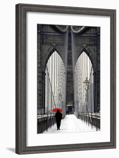 Brooklyn Bridge Meets Red-Michael Cahill-Framed Giclee Print