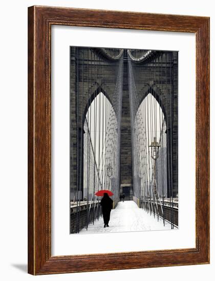 Brooklyn Bridge Meets Red-Michael Cahill-Framed Giclee Print