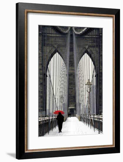 Brooklyn Bridge Meets Red-Michael Cahill-Framed Giclee Print