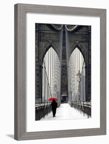 Brooklyn Bridge Meets Red-Michael Cahill-Framed Giclee Print