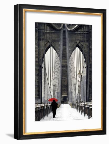 Brooklyn Bridge Meets Red-Michael Cahill-Framed Giclee Print