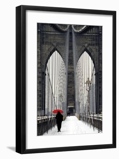 Brooklyn Bridge Meets Red-Michael Cahill-Framed Giclee Print