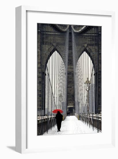 Brooklyn Bridge Meets Red-Michael Cahill-Framed Giclee Print