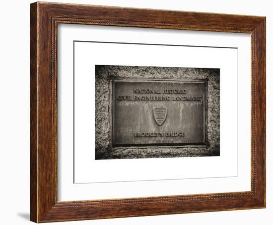 Brooklyn Bridge "National Historic Civil Engineering Landmark" Plaque-Philippe Hugonnard-Framed Art Print