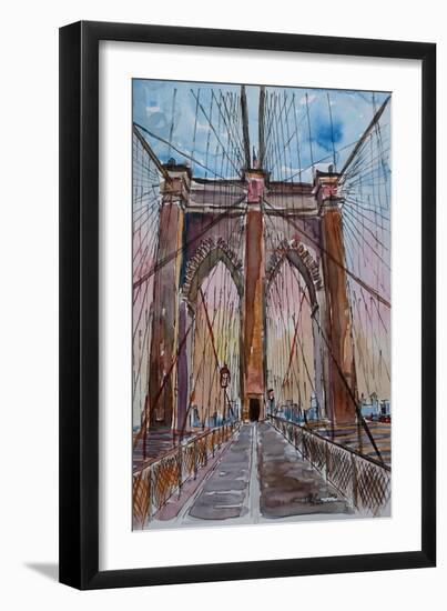 Brooklyn Bridge New York City Pedestrian Walk-Markus Bleichner-Framed Art Print