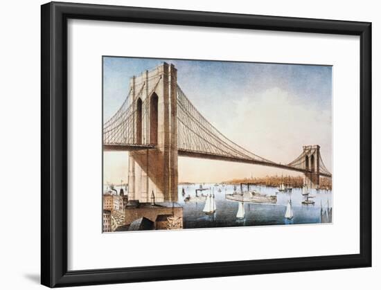 Brooklyn Bridge, NYC, 1881-Currier & Ives-Framed Giclee Print