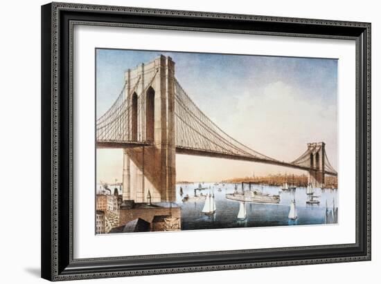 Brooklyn Bridge, NYC, 1881-Currier & Ives-Framed Giclee Print