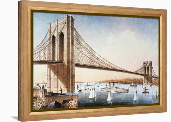 Brooklyn Bridge, NYC, 1881-Currier & Ives-Framed Premier Image Canvas